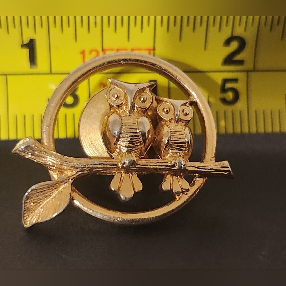 Owl Pin Owl Brooch Gold Tone - Picture 4 of 5